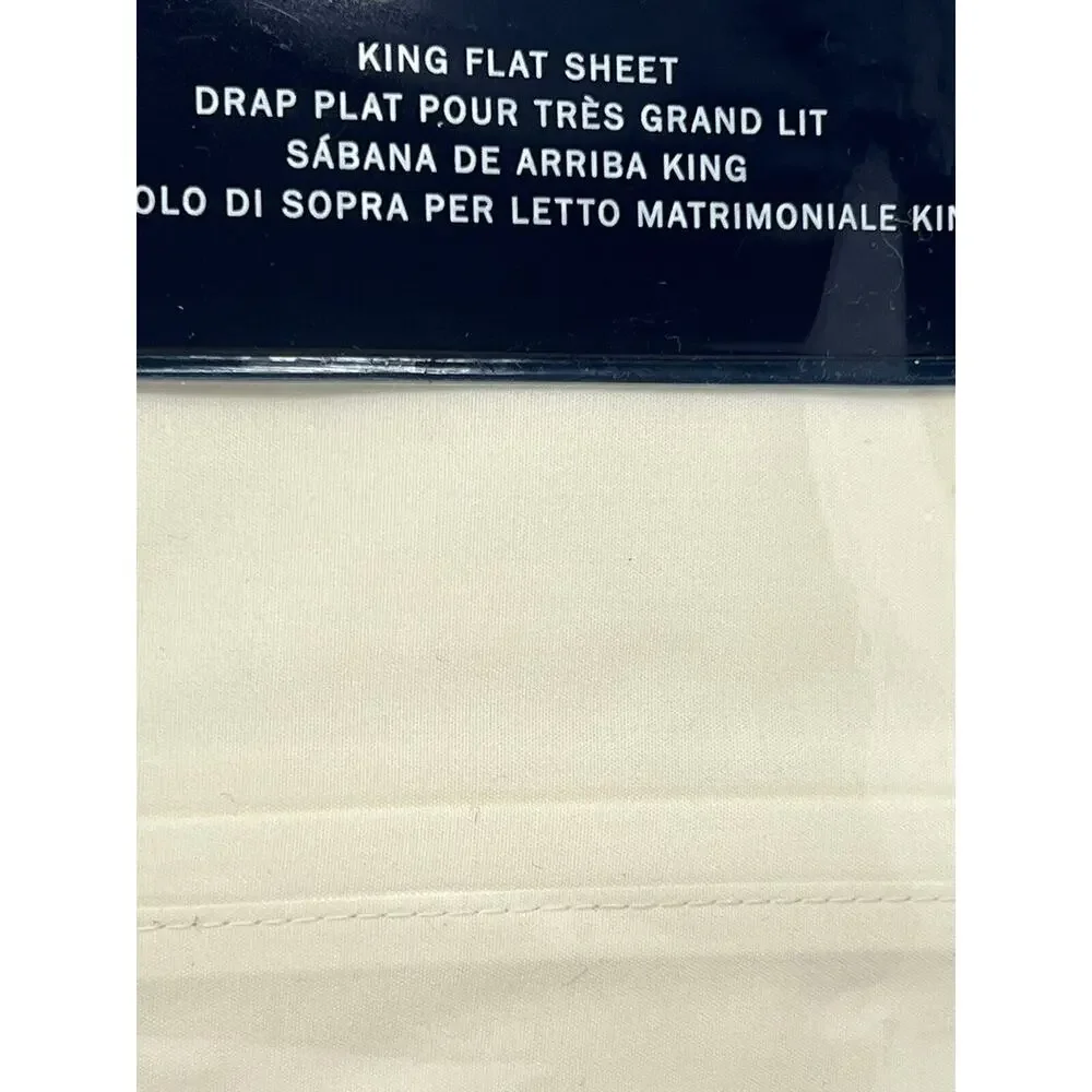 Ralph Lauren RL 464 Thread Count KING Flat Sheet Regatta Cream Cotton Percale